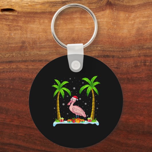 Sonbill Santa Hat Palm Tree Beach Xmas Pajama  Sleutelhanger (Voorkant)