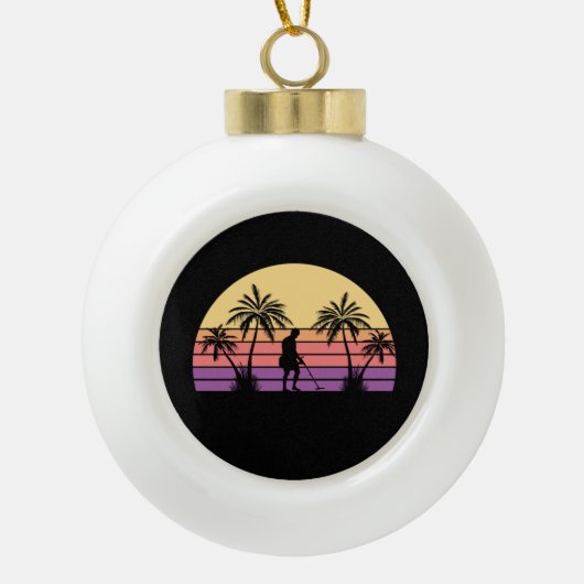 Sondeln Metal Detectorist Keramische Bal Ornament (Voorkant)