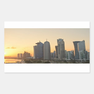 Sondergang over Doha, Qatar rechthoekige sticker