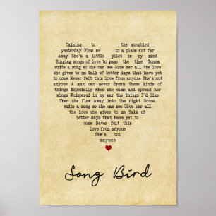 Song Bird Heart Song Lyric Wall Art Print