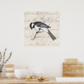Song Bird Illustration - 1800's Birds Text Poster (Keuken)