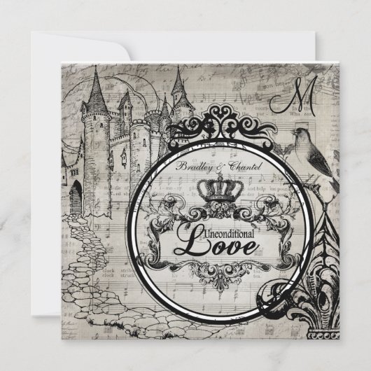 Song Pages Unconditional Love Wedding Invite Kaart (Voorkant)