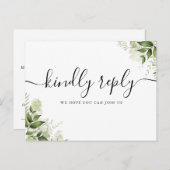 Song Request Greenery Leaves Script RSVP-kaart Uitnodiging Briefkaart (Voorkant / Achterkant)