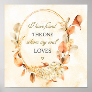 Song Solomon 3:4 Elegant Autumn Floral Bible Poster