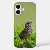 Song Sparrow Bird Painting Aangepaste naam Case-Mate iPhone Case (Achterkant)