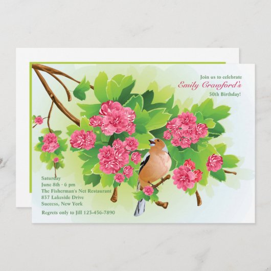 Songbird Birthday Party Invitation Kaart (Voorkant / Achterkant)