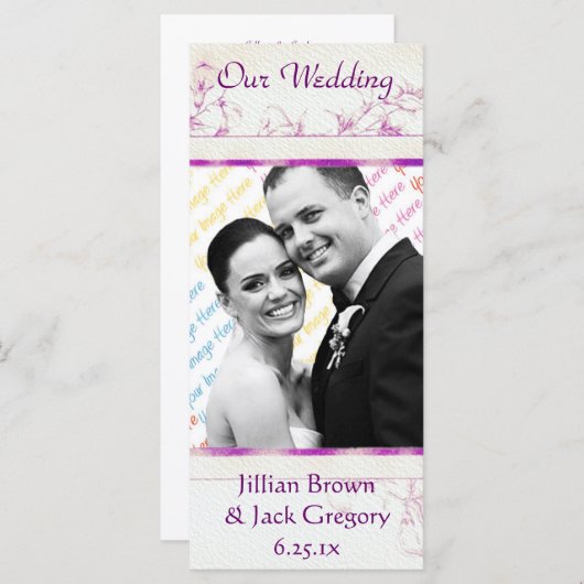 Songbird Shabby Chic WEDDING Programme (Devant / Derrière)