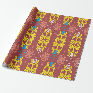 Songket Tenun Geometrik naadloos patroon met Crea Cadeaupapier