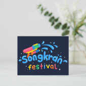 Songkran Watergun Briefkaart (Staand voorkant)