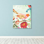 Songvogel met collage-stijl canvas afdruk (Insitu (Houten vloer))