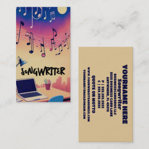Songwriter Schrijven van liedjes bij nacht Visitekaartje