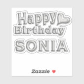Sonia Happy Birthday silver Aufkleber Sticker (Vel)