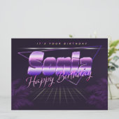 Sonia prénom carte rétro lilas pour anniversaire (Debout devant)