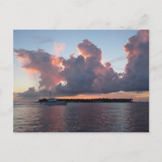 Sonnenuntergang am Meer mit Schiff Briefkaart