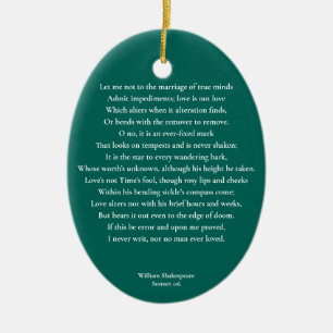 Sonnet 116Laat me niet bij het huwelijk van ware g Keramisch Ornament