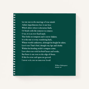 Sonnet 116Laat me niet bij het huwelijk van ware g Notitieboek