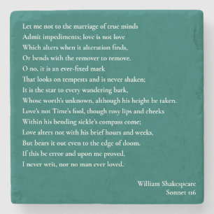 Sonnet 116Laat me niet bij het huwelijk van ware g Stenen Onderzetter