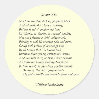 Sonnet # 14 van William Shakespeare Ronde Sticker