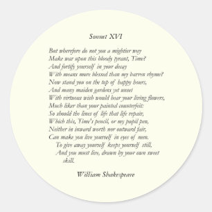 Sonnet # 16 van William Shakespeare Ronde Sticker