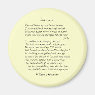 Sonnet # 17 van William Shakespeare Magneet
