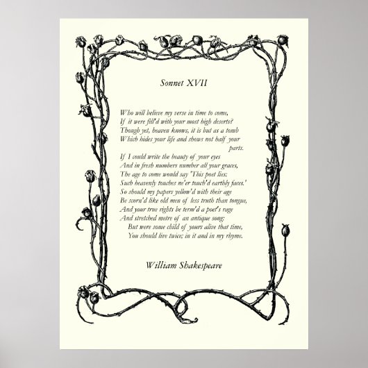 Sonnet # 17 van William Shakespeare Poster (Voorkant)