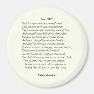 Sonnet # 18 van William Shakespeare Magneet