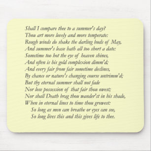 Sonnet # 18 van William Shakespeare Muismat