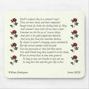 Sonnet # 18 van William Shakespeare Muismat