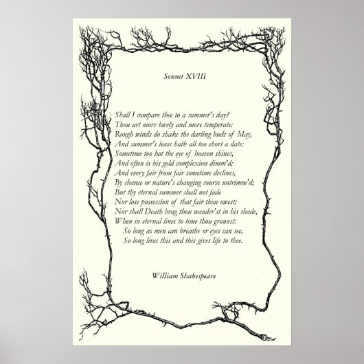 Sonnet # 18 van William Shakespeare Poster (Voorkant)