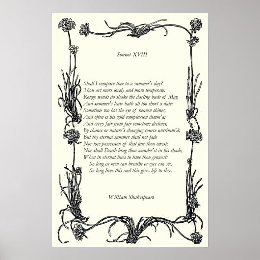 Sonnet # 18 van William Shakespeare Poster (Voorkant)