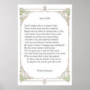Sonnet # 18 van William Shakespeare Poster