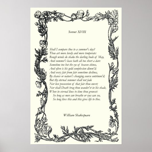 Sonnet # 18 van William Shakespeare Poster (Voorkant)