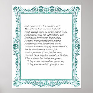 Sonnet # 18 van William Shakespeare Poster