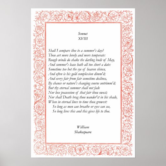 Sonnet # 18 van William Shakespeare Poster (Voorkant)