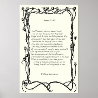 Sonnet # 18 van William Shakespeare Poster