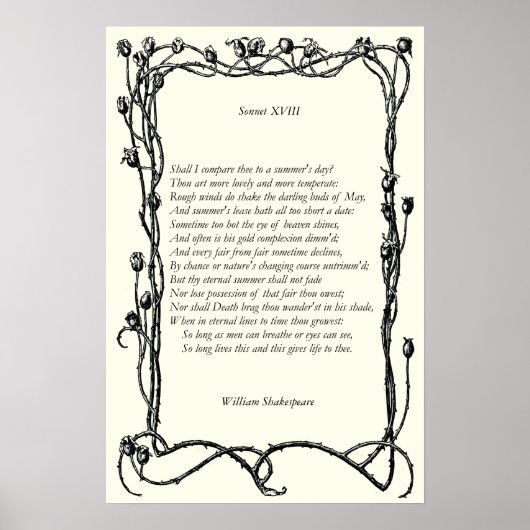 Sonnet # 18 van William Shakespeare Poster (Voorkant)