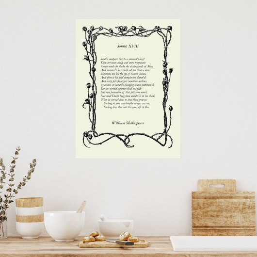 Sonnet # 18 van William Shakespeare Poster (Keuken)