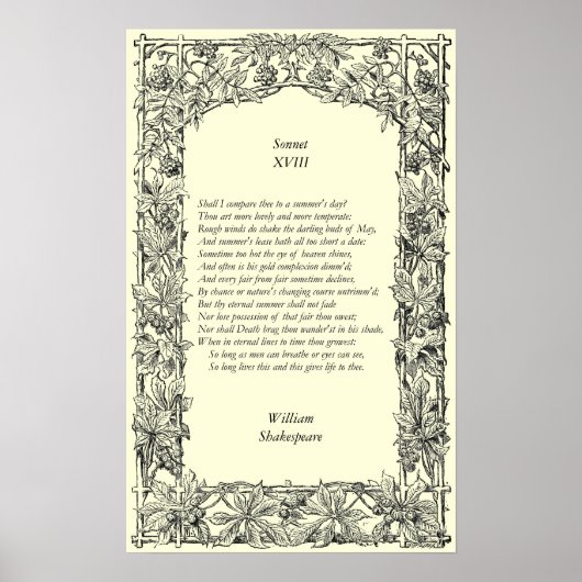 Sonnet # 18 van William Shakespeare Poster (Voorkant)
