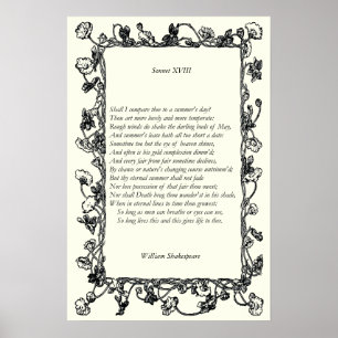 Sonnet # 18 van William Shakespeare Poster