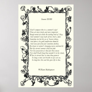 Sonnet # 18 van William Shakespeare Poster