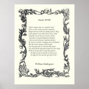 Sonnet # 18 van William Shakespeare Poster
