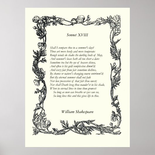Sonnet # 18 van William Shakespeare Poster (Voorkant)