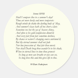 Sonnet # 18 van William Shakespeare Ronde Sticker