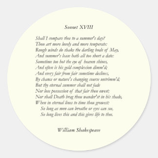 Sonnet # 18 van William Shakespeare Ronde Sticker