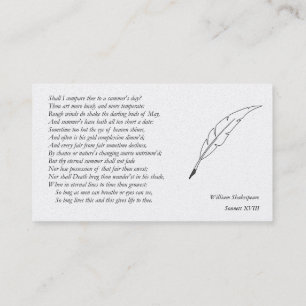 Sonnet # 18 van William Shakespeare Visitekaartje