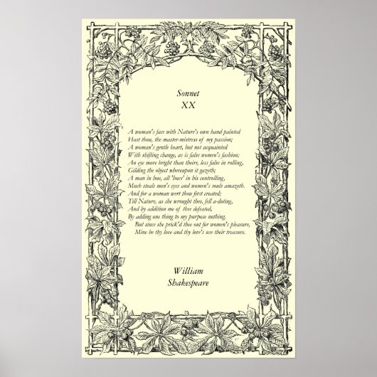 Sonnet # 20 van William Shakespeare Poster (Voorkant)