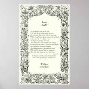 Sonnet # 23 van William Shakespeare Poster