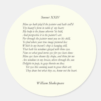 Sonnet # 24 van William Shakespeare Ronde Sticker