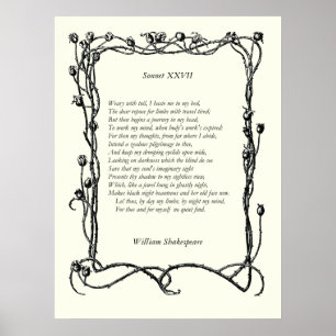 Sonnet # 27 van William Shakespeare Poster