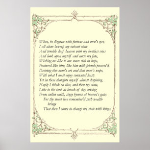 Sonnet # 29 van William Shakespeare Poster